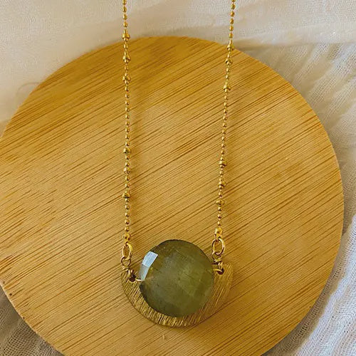 Labradorite Eclipse Half Moon Necklace