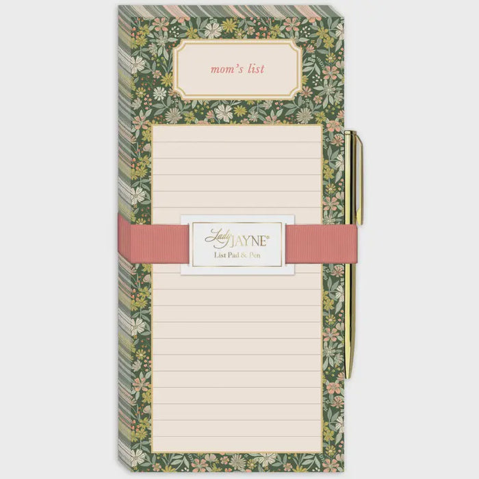 Mom's List Forest Floral Magnetic List Pad with Pen